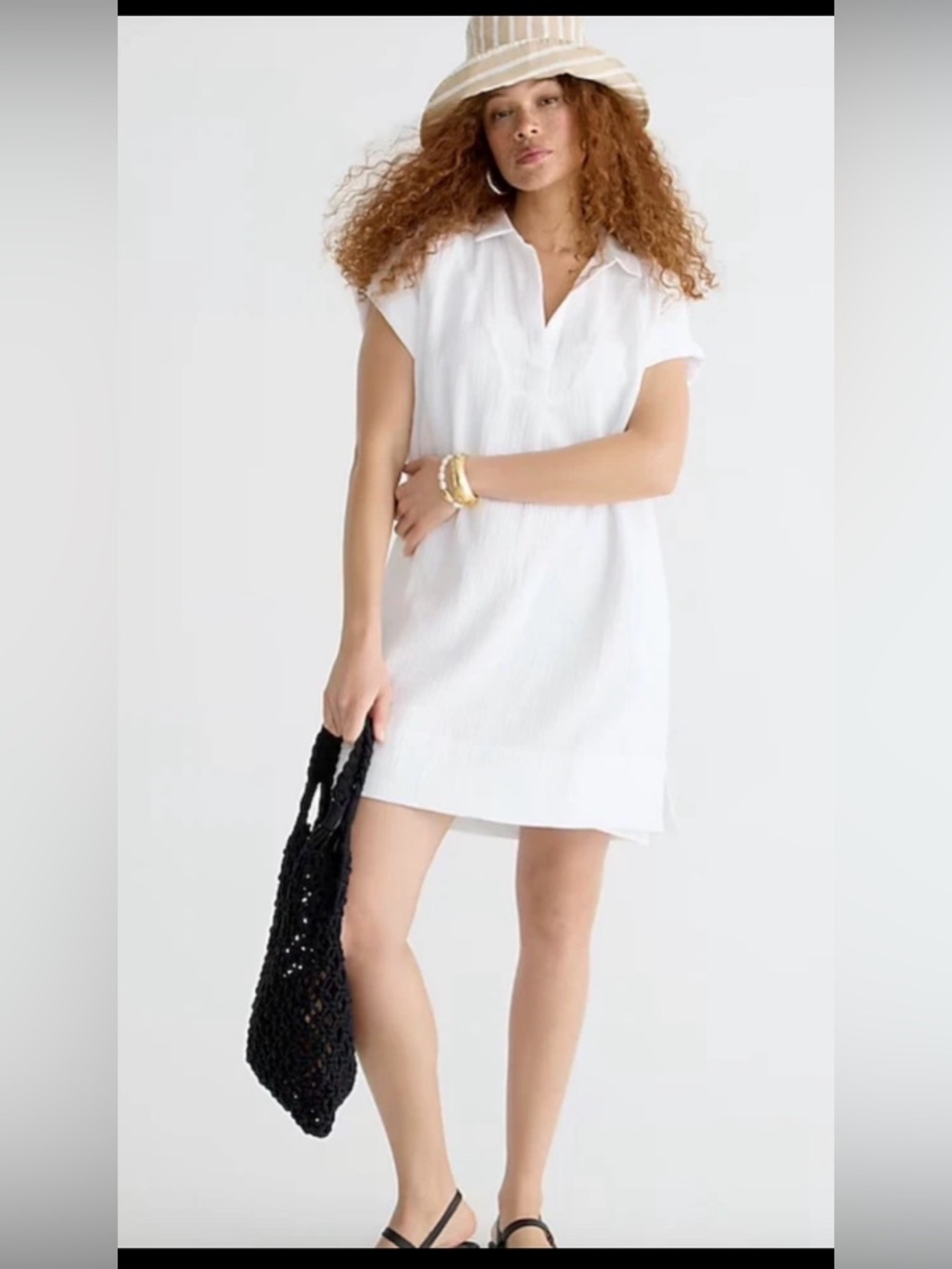 J.Crew Gauze V-Neck Shirtdress White , Small Tall